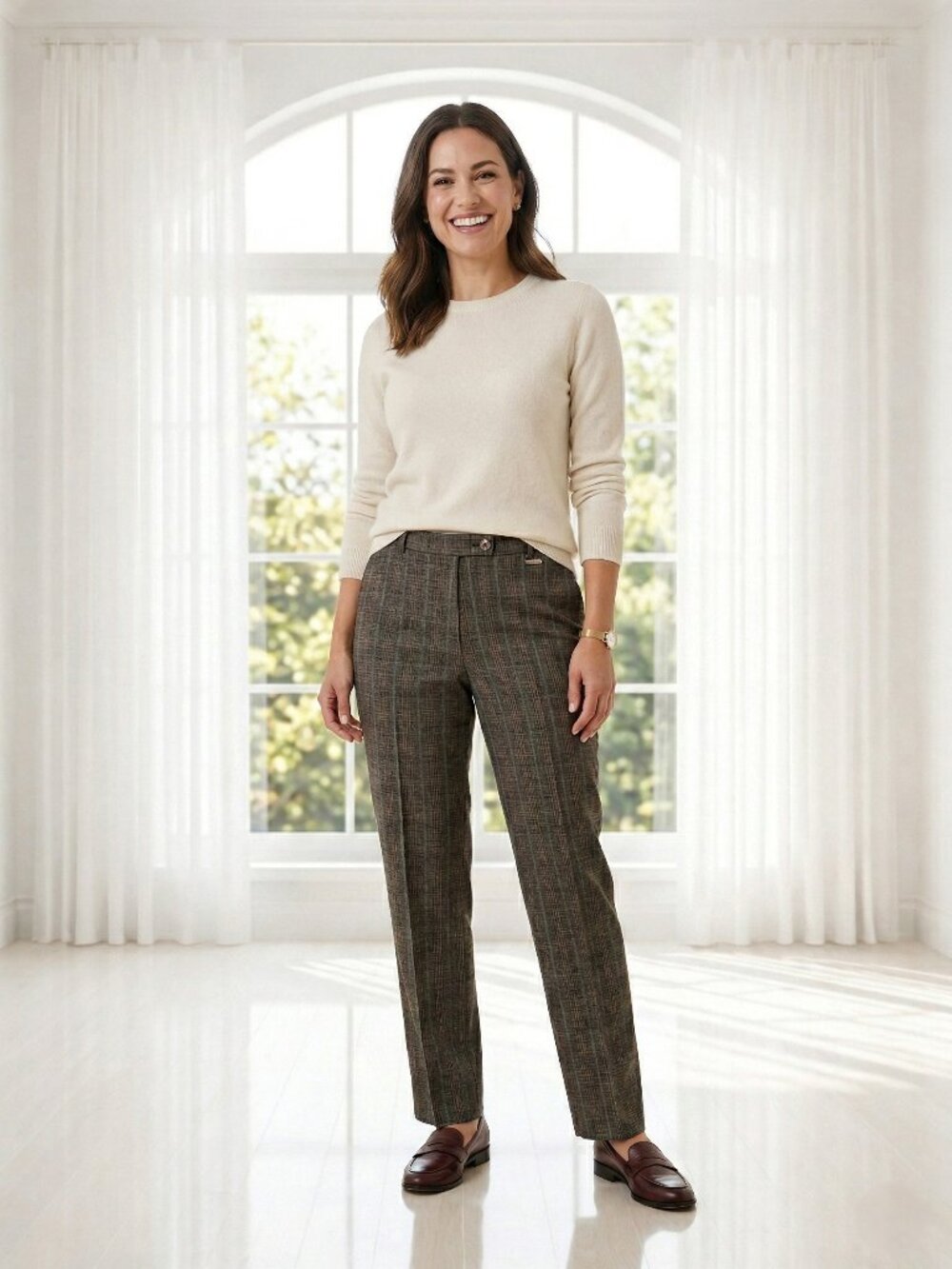 Tanjay Plaid Trousers High Rise Dark Academia Office Siren Slacks Size 16P